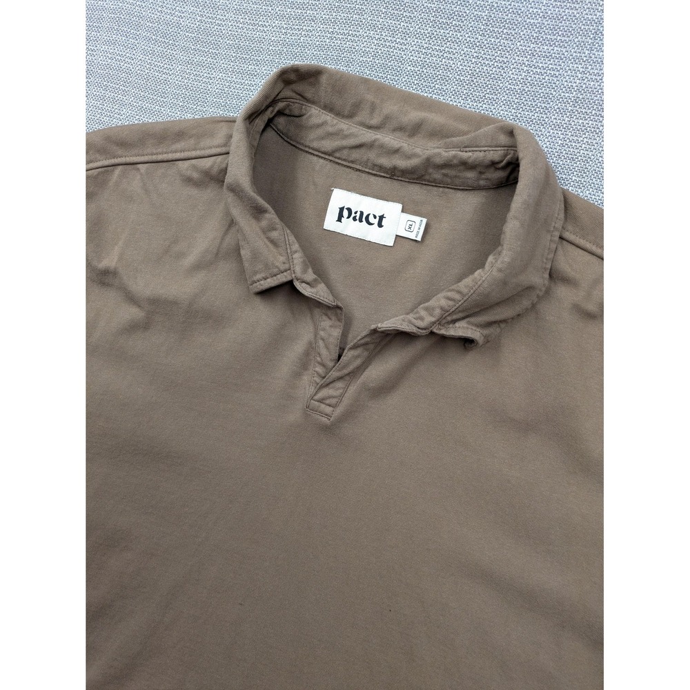 Pact Polo Shirt Mens XL Brown Organic Cotton Casual Soft Jersey Basic Top